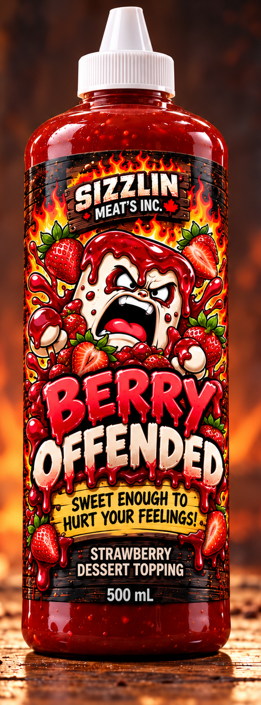 Berry Offended — 500 mL bottle shown / Bouteille de 500 mL illustrée. Original concept artwork / Illustration originale.