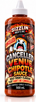 Cancelled Venue Chipotle — 500 mL bottle concept / Concept de bouteille de 500 mL. Original label artwork / Illustration originale.