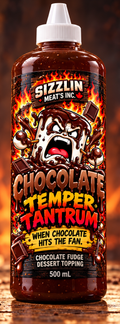 Chocolate Temper Tantrum — 500 mL bottle shown / Bouteille de 500 mL illustrée. Original concept artwork / Illustration originale.