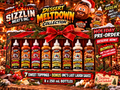Eight matching 250 mL Dessert Meltdown holiday bottles: seven toppings plus bonus UNC's Last Laugh