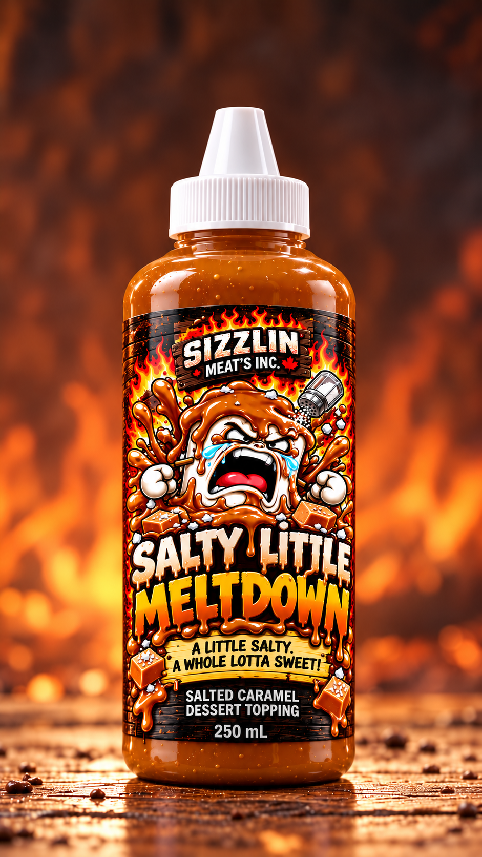 Salty Little Meltdown — 250 mL bottle concept / Concept de bouteille de 250 mL.
