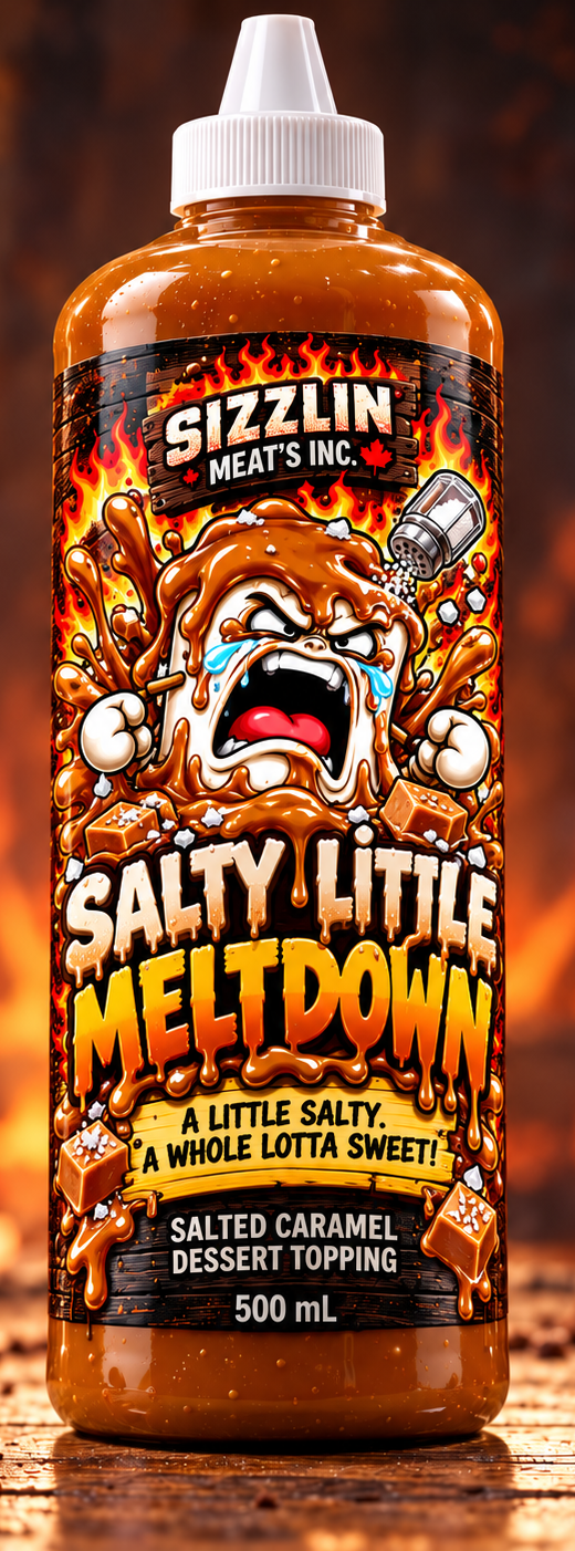 Salty Little Meltdown — 500 mL bottle shown / Bouteille de 500 mL illustrée. Original concept artwork / Illustration originale.