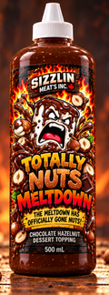 Totally Nuts Meltdown — 500 mL bottle shown / Bouteille de 500 mL illustrée. Original concept artwork / Illustration originale.