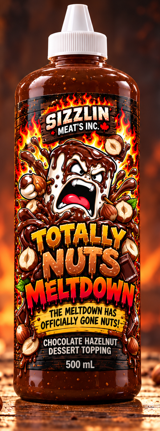 Totally Nuts Meltdown — 500 mL bottle shown / Bouteille de 500 mL illustrée. Original concept artwork / Illustration originale.