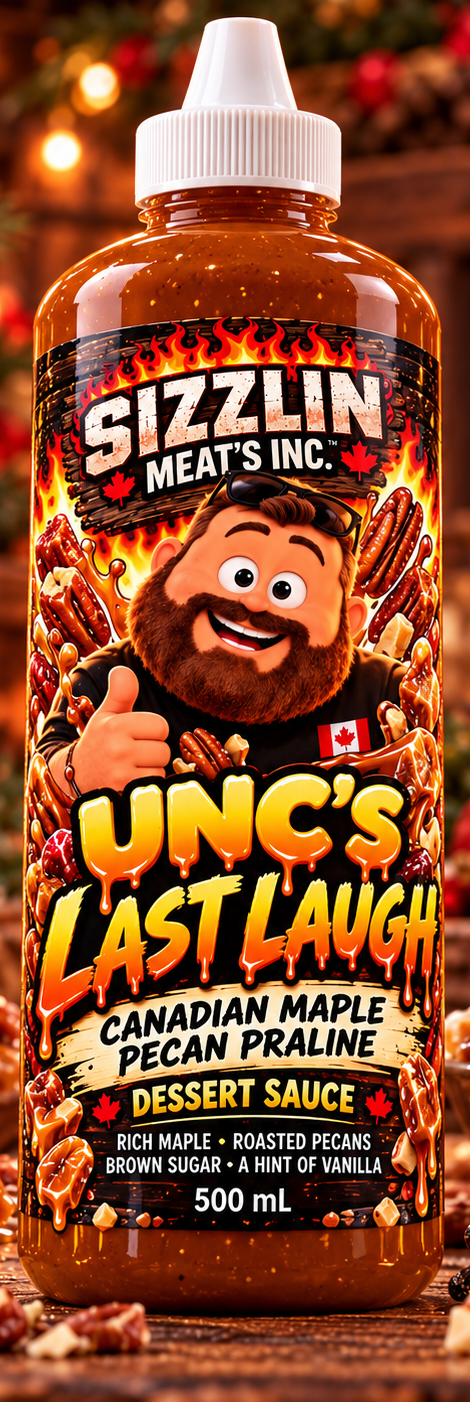 UNC’s Last Laugh — 500 mL bottle shown / Bouteille de 500 mL illustrée. Original concept artwork / Illustration originale.
